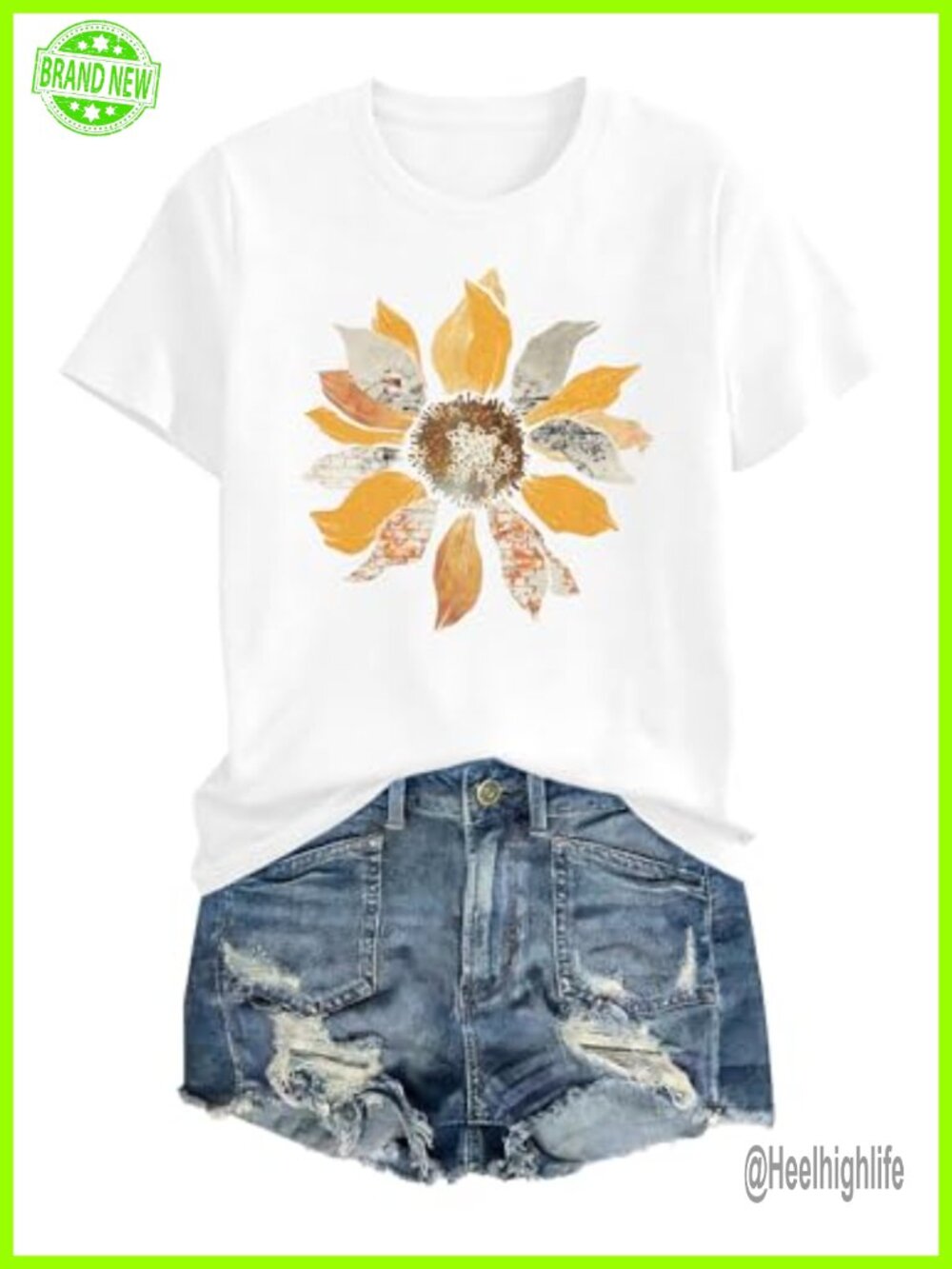 Women's Sunflower Graphic Tee Short Sleeve Crew Neck Loose Fit Summer Top